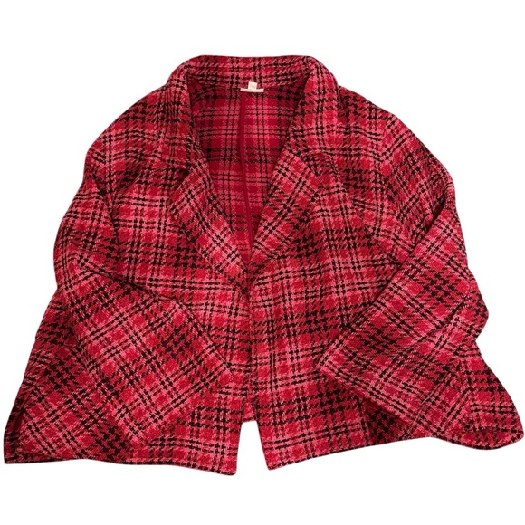 J.Jill pink plaid chenille knit open front blazer jacket 4X NWOT - Picture 4 of 8